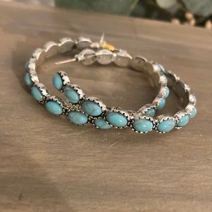 Turquoise colored hoops